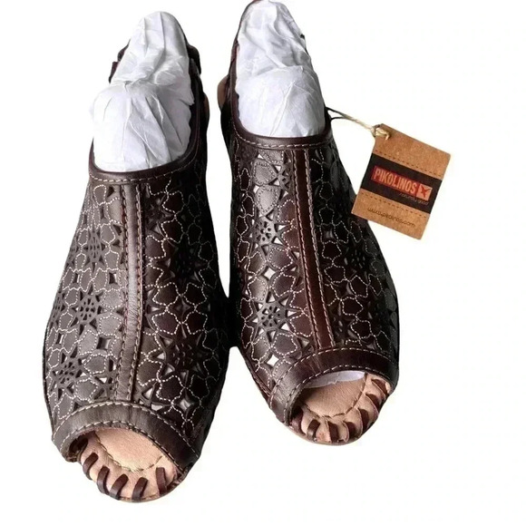 PIKOLINOS BROWN LEATHER WOMEN’S SANDALS!! SIZE EUR 41/US 10.5 **NWT** - Picture 2 of 16